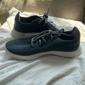 Allbirds White and Blue Sneakers with Breathable Knit Upper